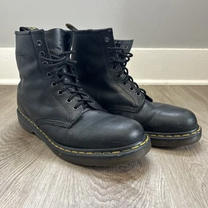 Stivali da combattimento Dr Martens 1460 in pelle nera donna 10 uomo 9 Air Wair 8 occhielli LEGGI - Foto 1 di 16