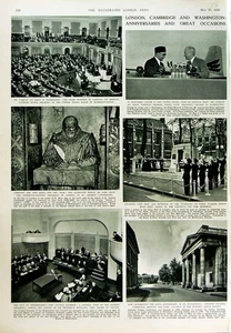 Original alter Vintage Druck 1950 London Council Chamber Downing College Pakistan - Bild 1 von 1
