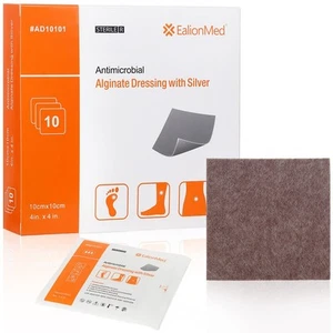Almohadilla de apósito para heridas de alginato de calcio plateado 4''x4'', 10 paquetes, alta absorción... - Imagen 1 de 6