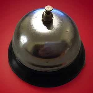 Vintage Dining, Table, Call, Desk, Counter, Reception Silver & Black Metal Bell - Picture 1 of 3