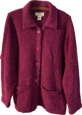 Cárdigan Suéter Frambuesa Vintage Knitworks By Marisa Christina Mezcla Lana Foto 1 de 4