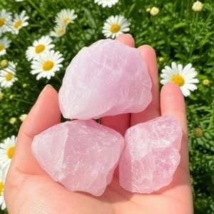 3Pcs Raw Rose Quartz Rough Stone Crystal Healing Gemstone Metaphysical Gifts - Picture 1 of 5