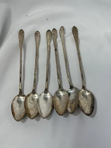 6 cucharas de té heladas con plato de plata New England plateado romero 1919 antiguas - Imagen 1 de 5