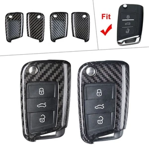 For 2015-Later VW MK7 Golf Jetta Carbon Fiber Black Remote Key Fob Cover Case - Picture 1 of 9