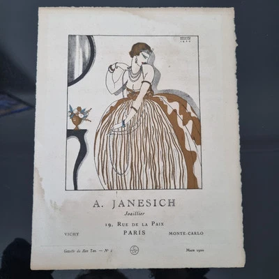 Mode 1920 A. Janesich Joaillier Paris Halouze Gazette Du Bon Ton Fashion Etching - Photo 1/4