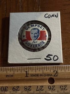 Raro De Colección 1962 Botón de Campaña: CT Gobernador John Dempsey Connecticut Pin Demócrata - Imagen 1 de 2