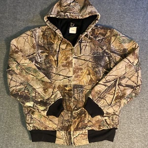 Vintage Mens Carhartt Camo Hooded Zip Up Jacket Realtree Canvas Size Medium - Picture 1 of 12