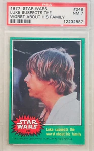 1977 Topps® STAR WARS Trading Card #248 "Luke Suspects/ About Family" - PSA 7 - Picture 1 of 3