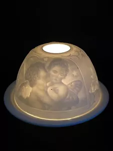 Angels Candle Lithopane White Christmas tea light votive porcelain dome molded - Picture 1 of 4