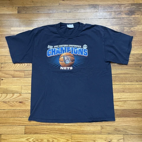 VTG Y2K NBA New Jersey Nets 2002 Eastern Conference Champion T Shirt Size 2XL Cover