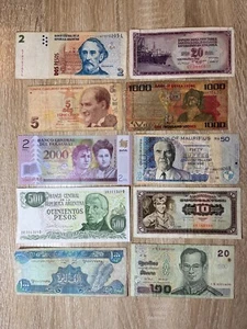 Great Lot of 10 Mixed Banknotes Assorted Paper Money Foreign Currency Set - Picture 1 of 1