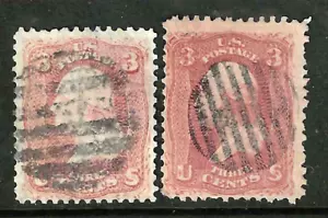 SC #65 x 2 Shade SOTN GRID Fancy Cancel 3 Cent Washington 1861-62 Civil War64F13 - Bild 1 von 3