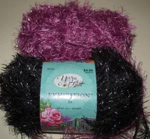 2 Skeins, Yarn Bee, Exhibition, Jet & Lavender, Polyester/Metallic Blend Yarn - Picture 1 of 2
