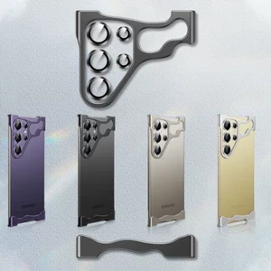 Pour Samsung S25 Ultra S24 Coque PC Sans Cadre Aluminium Métal Coin Pad Lens Cover - Photo 1 sur 13