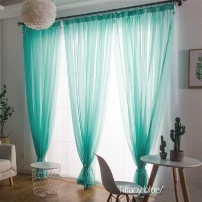Sheer Tone Voile Curtain Panels Pelmet Net Tulle Cloth Multi Colored 140x260 cm - Image 1 of 4
