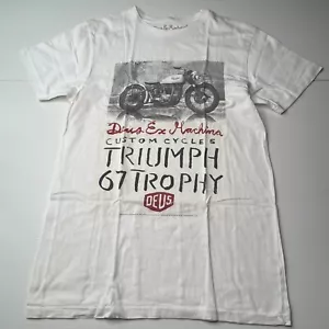 Deus Ex Machina Graphic Logo T Shirt Mens Size S White Casual Style Fashion Fit - Picture 1 of 12