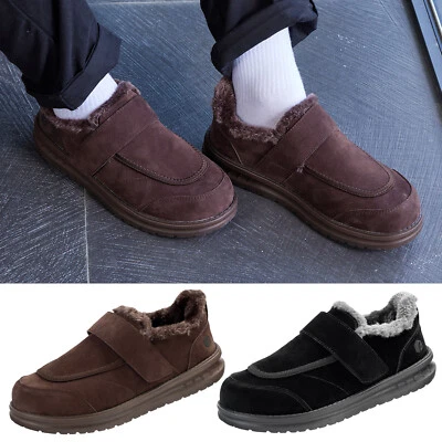 FitVille Men Warm Winter Slippers Slip-on Casual Diabetic Shoes w/ Strap Outdoor - Image 1 of 4