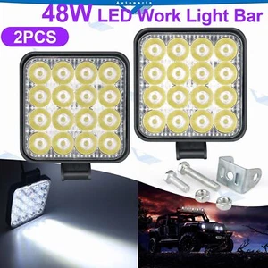 2Pcs 48W 12V-24V 4"LED Work Light Truck OffRoad Tractor Flood Lights Lamp Square - Bild 1 von 12