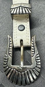 NOCONA Western Women’s Belt White Leather Western Size 32 Made in USA Southwest  - Picture 1 of 9