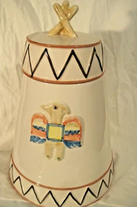Decorato e dipinto a mano in Portogallo: barattolo per biscotti Teepee nativi. - Foto 1 di 10