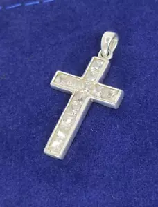 Ciondolo croce Bling in argento sterling 925 con sacchetto regalo - Foto 1 di 5