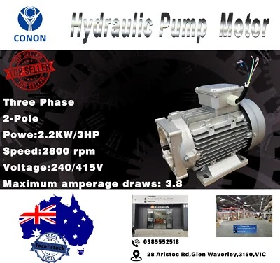 3PH 2.2kw Hydraulic pump spline motor 2800rpm vehicle CAR lift hoist 9 spins oil - Image 1 of 4