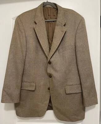 44R CHAPS RALPH LAUREN Men's Rare Brown Houndstooth Gun Check Sports Coat Jacket - Image 1 of 4