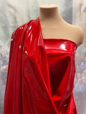 4 WAY STRETCH PU COATED RED  FABRIC... 58 " .. SOLD BTY, COSTUME, CLUB. COSPLAY - Image 1 of 2