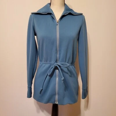 Chaqueta deportiva de punto doble azul cielo piezas móviles vintage años 70 talla S Foto 1 de 4