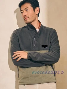 Felpa uomo Faherty classica sbiadita nera pino chiaro pile basso Popover - Foto 1 di 9