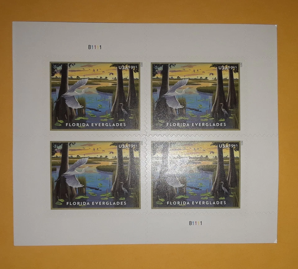 Mini Sheet of 4 US Priority US Stamp of $9.65 FLORIDA EVERGLADES Ecosystem 5751 - Image 1 of 4