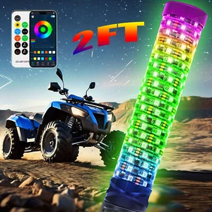 1X 2ft Fat RGB LED Whip Spiral Light For UTV ATV Can-Am Maverick X3 Accessories - Picture 1 of 17