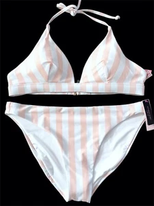 Victorias Secret Swim 2 TWO Piece Bikini SET Halter Padded Bra Bottom Large - Picture 1 of 2