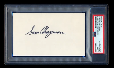 SAM CHAPMAN SIGNED MINT INDEX CARD PSA/DNA AUTOGRAPHED PHILADELPHIA A's ALL STAR - Image 1 of 2