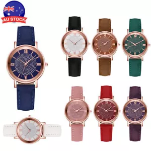 Women's Casual Roman Numerals Imitation Leather Strap Analog Quartz Dress Watch - Picture 1 of 21