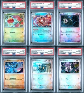 2025 MASTER BALL REVERSE HOLO PRISMATIC EVOLUTIONS PSA 10 GEM MINT 6 CARD SET - Picture 1 of 13