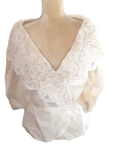 Vintage Watters & Watters Elfenbein 100 % Seide formelle Jacke Bluse Gr. 10 Hochzeit - Bild 1 von 7