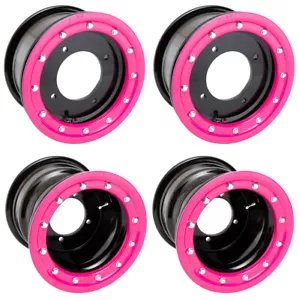 YFZ 450 450R Front Rear Wheels Beadlock 10x5 and 8x8 Alba Racing BK 41 - Foto 1 di 1