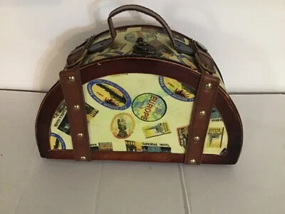 老式地图旅行花卉木盒珠宝袋钱包现在购买报价! — 第 1/4 张图片