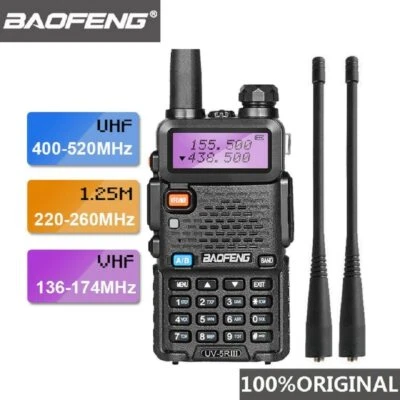 Baofeng UV-5R III Tri-Band Dual Antenna Walkie Talkie VHF 136-174Mhz/220-260Mhz - Image 1 of 4