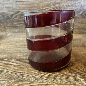 Pottery Barn Red Clear Stripe Vase 4.5” - Picture 1 of 4