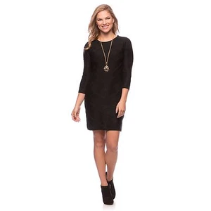NEW Jessica Simpson Women-Black Large-3/4 Sleeve Straight Sweater Dress $98.00 - Picture 1 of 6
