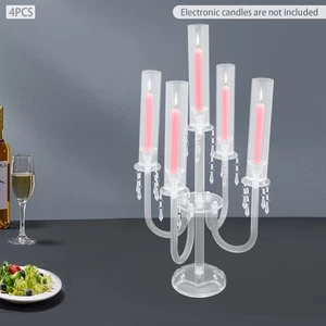 5 Arm Acrylic Candle Holder, Candle Holder For Wedding Party, Candle Holder - Picture 1 of 22