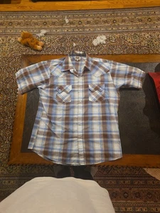 Ely Cattleman Western Pearl Snap Short Sleeve Shirt Vintage Mens Large - Picture 1 of 4