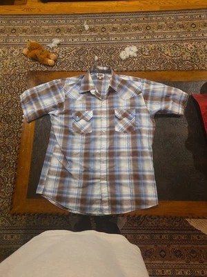 Ely Cattleman Western Pearl Snap Short Sleeve Shirt Vintage Mens Large - Image 1 of 4