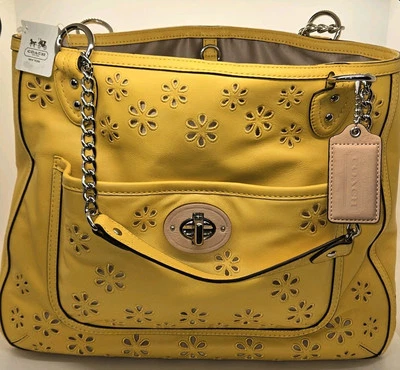 NUEVO CON ETIQUETAS COACH Bolso de Hombro Cuero Amapola Ojales Cadena Caléndula Margarita 22438 Foto 1 de 4