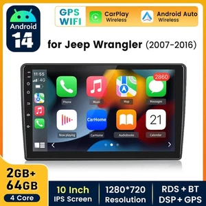 Android 14 2+64GB Car Radio Stereo For Jeep Wrangler 2007-2016 CarPlay GPS WIFI - Bild 1 von 17