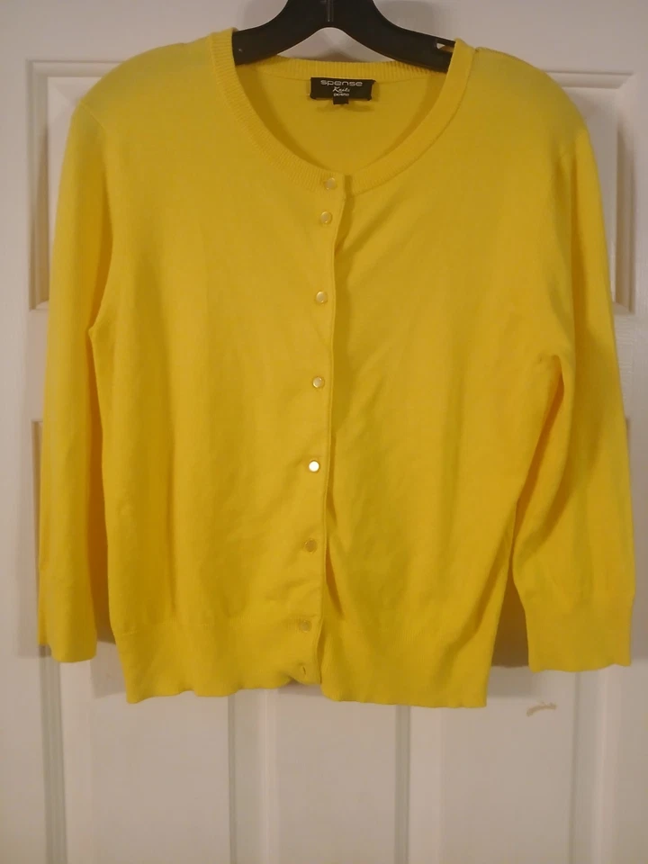 Cárdigan Spense Knits amarillo manga larga talla PL Foto 1 de 3