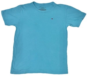 Tommy Hilfiger Youth Size L- 16/18 Pullover Short Sleeve Logo T-Shirt Solid Aqua - Picture 1 of 6