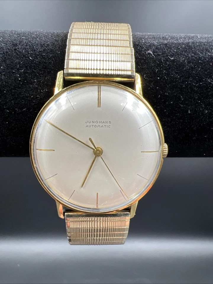 Vintage 1960 Junghans Automatic Gents Gold Plated Silver Bauhaus Dial Tested OK - Image 1 of 4